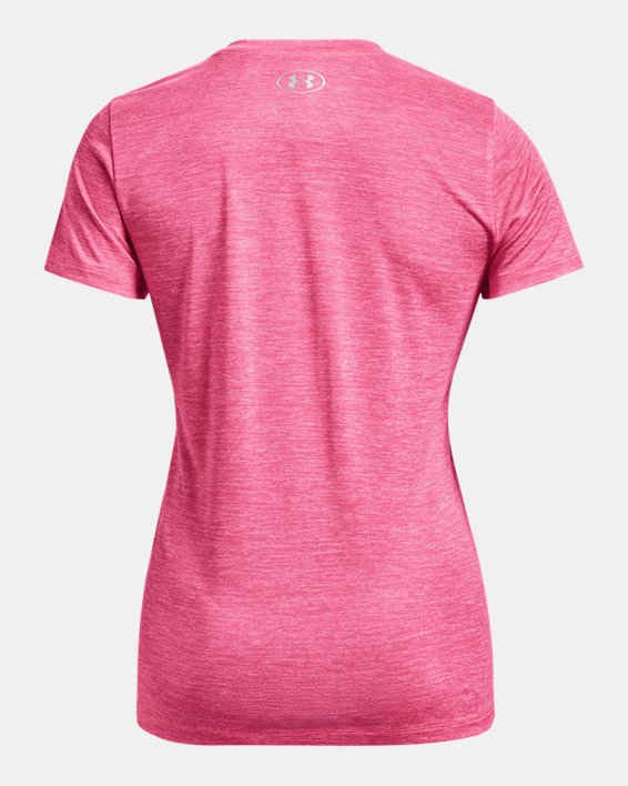 Women's UA Tech™ Twist Crest Short Sleeve, Pink, pdpMainDesktop image number 5